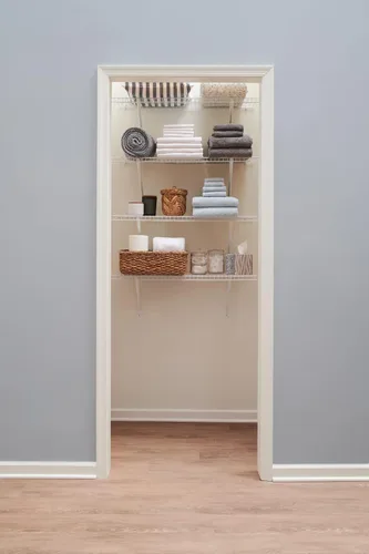 Vista 2 de Rubbermaid: kit de estante de lino para montaje directo, longitud de 3 pies, color blanco