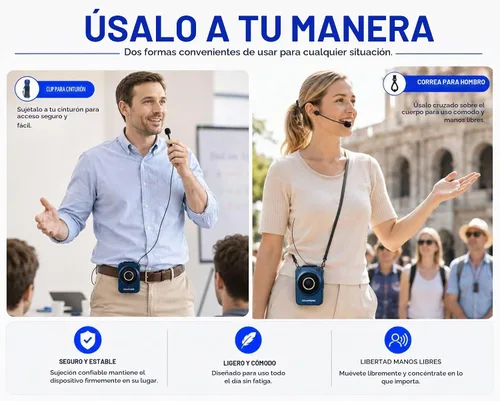 Vista 8 de SV - Amplificador de voz portátil de 40 W con micrófono, micrófono de mano y auriculares con cable incluido para profesores, instructores, guías