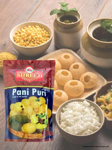 Vista 5 de Pani Puri 7.05 oz/ 7.05 Oz Listo para freír Monedas Pani Puri planas
