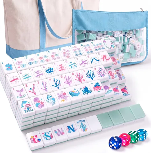 Vista 11 de Soulchen Juego de mahjong americano de fiesta de té rosa de 1.2 pulgadas