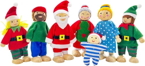 Vista 11 de HYSTYLE Paquete de 7 Figuras de Madera para Casa de Muñecas Familia Muñecos Familiares Figuras de Juego de Simulación, Juego de Rol Familiar Juego