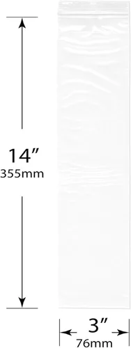 Vista 2 de Plymor 3" x 14" (paquete de 100), bolsas de plástico con cierre de 2 mil con cremallera