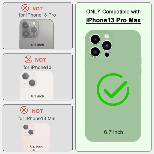 Vista 2 de ANDATE Funda para iPhone 13 Pro Max verde matcha, silicona líquida suave, cuerpo completo, a prueba de golpes, funda protectora con forro