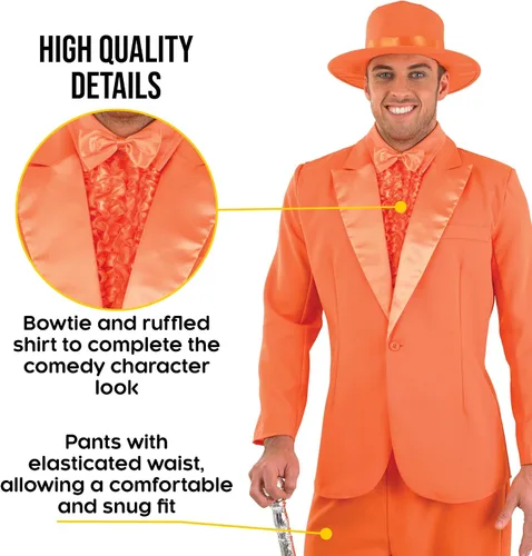 Vista 3 de fun shack Tuxedo Costume Men (2 Colors), Orange & Blue Suit Costume, Movie Character Costumes Men, 90s Halloween Costumes Men