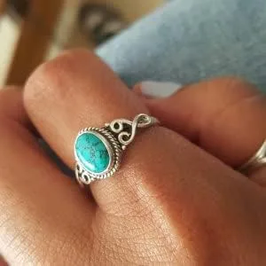 Vista 5 de Avicrafts Turquoise Stone Ring 925 Sterling Silver Statement Ring For Women Handmade Gemstone Christmas Jewellery Gift For Her