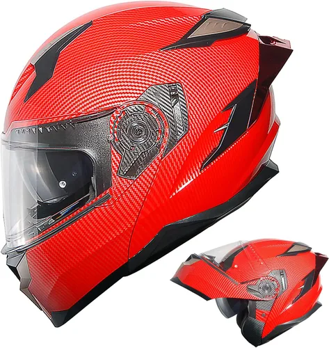 Vista 24 de 1Storm - Casco modular de cara completa para moto, certificado DOT, para adultos, doble visera abatible con escudo interior para sol y lista