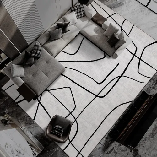 Vista 24 de YIHOUSE Alfombra lavable de 5 x 7 pies, moderna abstracta en blanco y negro, antideslizante, para dormitorio, oficina en casa (abstracto, 5 x 7 pies)