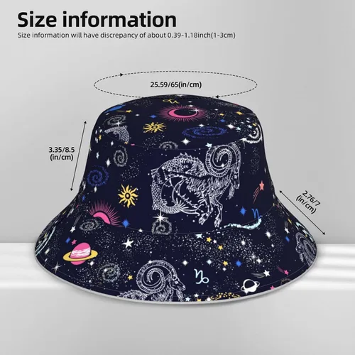 Vista 6 de Sombrero de pescador con constelación del zodiaco y escorpio, sombreros de pescador de viaje de verano de doble cara para mujeres y hombres