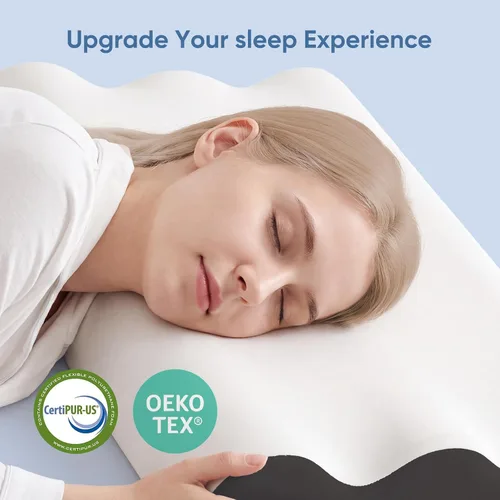 Vista 8 de NEWBULIG Soporte para el cuello con almohada cervical de espuma Soporte ergonómico para dormir lateral/espalda/estómago, alivia el cuello y los gris