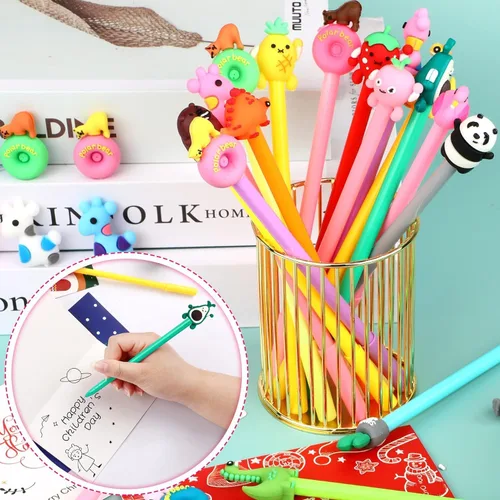 Vista 5 de SANNIX 20 bolígrafos de tinta de gel de dibujos animados, a granel, varios estilos, novedosos bolígrafos de escritura para niños, regalo, escuela