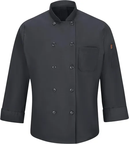 Vista 4 de Red Kap Abrigo de chef de manga larga con diez botones para hombre con Mimix y Oilblok