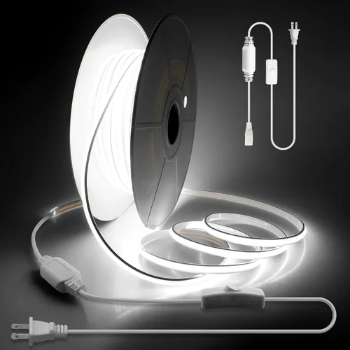 Vista 12 de Aclorol Tiras de Luces LED COB AC de 110V Enchufables 16.4 Pies 288led/M Alta Densidad Flexibles Cuerda de Luces LED COB Impermeable para Decoración