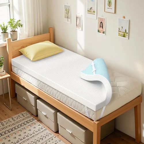 Vista 15 de SyMax Cubrecolchón de espuma viscoelástica, con infusión de gel, transpirable, para dormitorio, certificado CertiPUR-US, 3 pulgadas