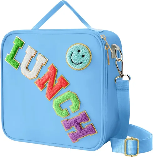 Vista 11 de Bolsa de almuerzo aislada con correa ajustable para el hombro, caja de almuerzo grande aislada de nylon, bolsa de almuerzo reutilizable con asa
