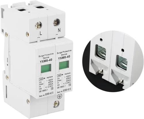 Vista 2 de Maxmartt Pararrayos de sobretensión de voltaje de 2 polos Protector de sobretensiones de bajo voltaje Pararrayos 420V 42KA Casa Dispositivo