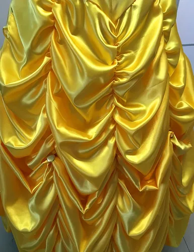 Vista 7 de Ainiel Disfraz de princesa para mujer, de satén amarillo (XL, estilo 1)