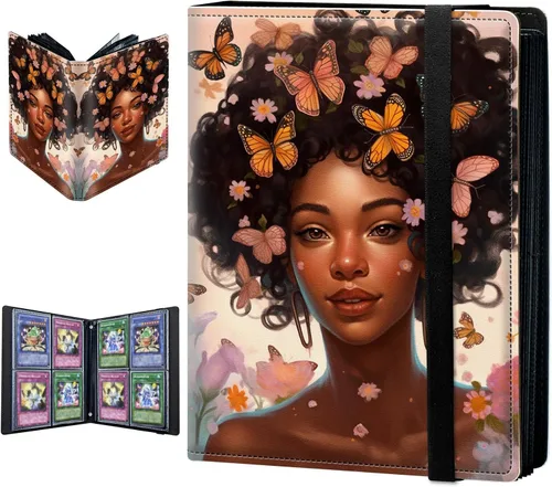 Vista 10 de Carpeta para tarjetas intercambiables, 4 bolsillos para tarjetas intercambiables, 160 bolsillos de doble cara, funda para tarjetas de tamaño Mujeres