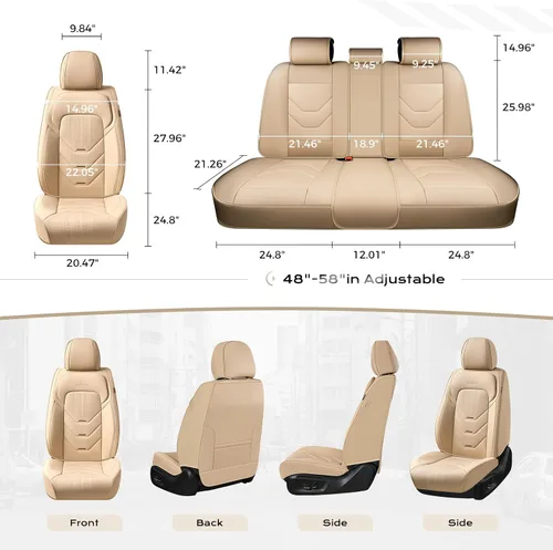 Vista 5 de Coverado Funda de asiento de automóvil, funda de asiento delantero para automóvil, protector de asiento de automóvil de cuero impermeable, fundas