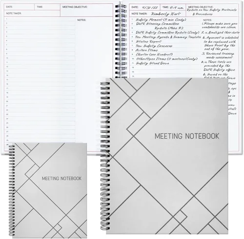 Vista 2 de Juvale Cuaderno de reuniones para el trabajo, cuaderno planificador encuadernado en espiral para planificador de trabajo y suministros de oficina