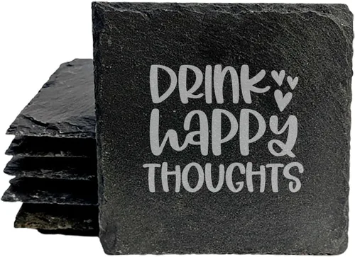 Vista 33 de Rustic Drinking Wine is My Hobby Slate Coasters Set of 8 – Round – USA Made Witty wine lover’s motto engraved on real slate coasters — “drinking