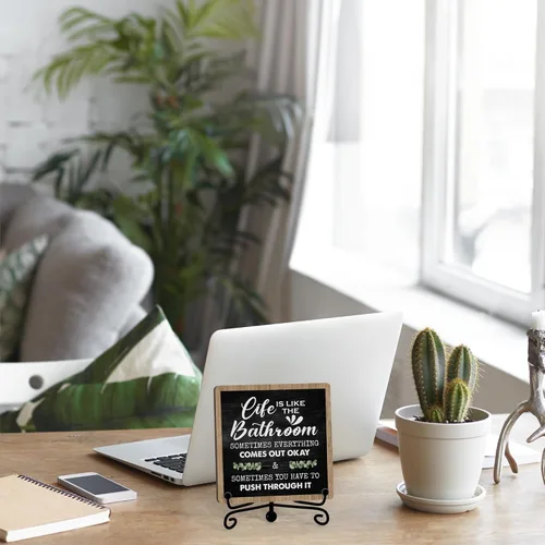 Vista 6 de Divertidas decoraciones de baño, decoración de estante de baño y accesorios, letreros de la vida es como el baño, bonito letrero de baño
