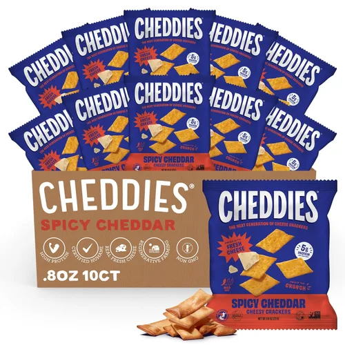 Vista 17 de Cheddies, Galletas de queso cheddar 100% naturales con proteína, queso cheddar, 4.2 onzas, 6g de proteína, bajas en carbohidratos