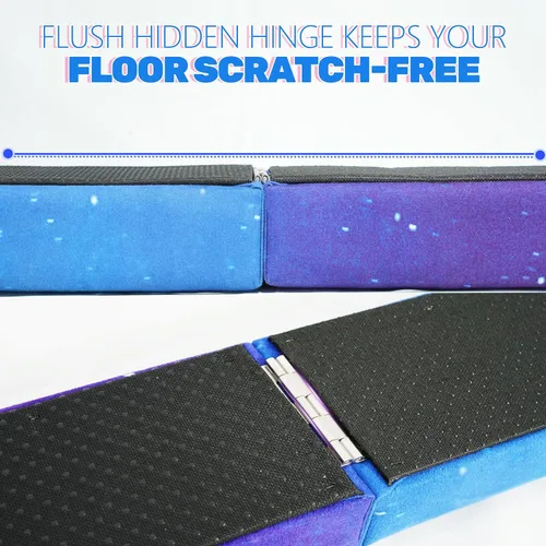 Vista 4 de FC FUNCHEER - Viga de equilibrio plegable, viga de suelo para gimnasia, equipo de gimnasia para niños, base de madera, fondo antideslizante y bolsa
