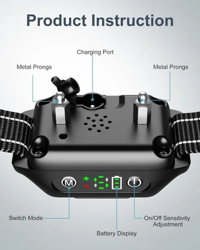 Vista 2 de Collar antiladridos para perros grandes, medianos y pequeños con choque de vibración de pitido, IP67, impermeable, recargable, inteligente