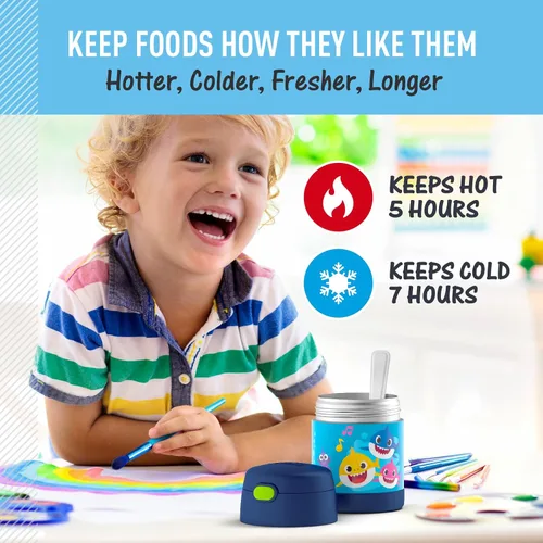 Vista 5 de THERMOS FUNTAINER - Tarro de comida para niños con cuchara, 10 onzas, Baby Shark