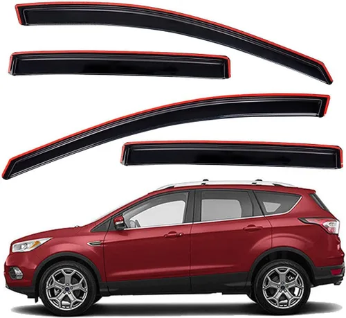 Vista 3 de Lightronic WV194383 - Protector de lluvia para ventana lateral en canal, humo oscuro, juego de 4 piezas, se adapta a Ford Escape 2013-2019