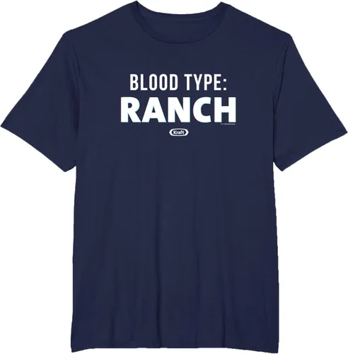 Vista 5 de Heinz Kraft Mac & Cheese Blood Type Ranch - Camiseta con logo en el pecho grande, Azul