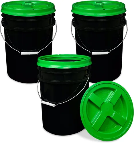 Vista 11 de ePackageSupply - Cubo de 5 galones, grado alimenticio, sin BPA, color negro y negro, 1 unidad Negro/Negro