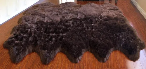 Vista 45 de LAMBZY Alfombra de piel de oveja auténtica, parte inferior gruesa y fuerte, fácilmente lavable, resistente a las manchas, perfecta para sala