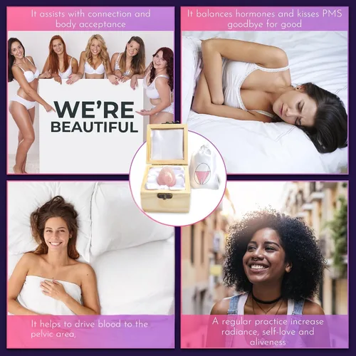 Vista 5 de Sacred Weapon Huevo Kegel de cuarzo rosa certificado GIA - Ejercitador de suelo pélvico para mujeres Soporte para menopausia, posparto y prolapso