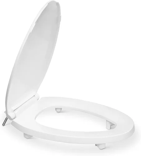 Vista 5 de Centoco Asiento de inodoro elevado de 2 pulgadas para personas mayores, alargado, parte delantera cerrada con cubierta, plástico, fabricado en EE.