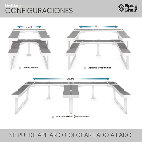 Vista 4 de Spicy Shelf Deluxe – Estante de especias extensible y gabinete apilable y organizador de despensa (1 juego de 2 estantes) – Como se ve en la TV