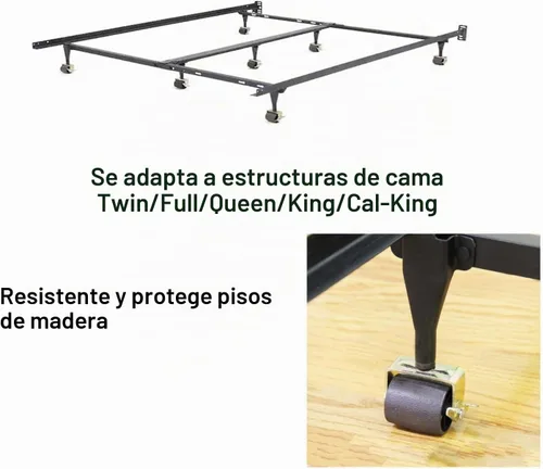 Vista 4 de Ruedas de marco de cama de metal con bloqueo de 6 piezas con insertos de Marrón oscuro
