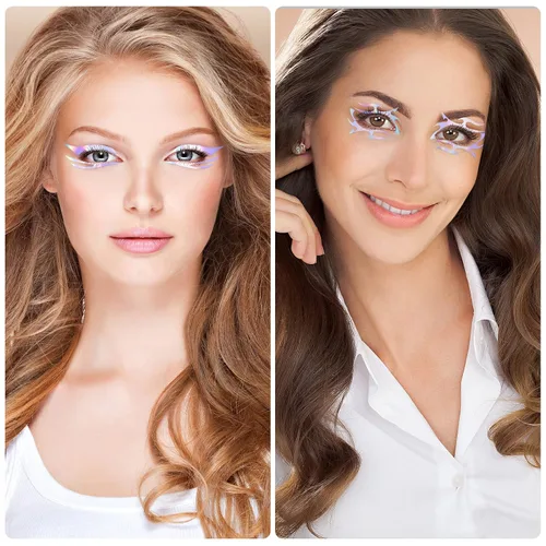 Vista 5 de ANCIRS Paquete de 6 calcomanías holográficas para maquillaje de ojos, 6 6 paquete