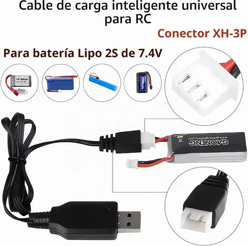 Vista 3 de Aliwisdom Cable cargador de batería universal RC con conector XH3 Pin Plug para batería Lipo de 7.4V 2S, compatible con coche RC/barco RC/avión