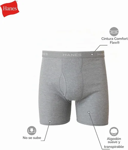Vista 4 de Hanes Men's Underwear Boxer Briefs Pack, Cool & Breathable Cotton Moisture-wicking Underwear for Men, No Ride Up Rayas Azules - Paquete de 6