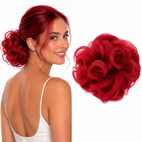 Vista 38 de CAISHA Postizo Grande Scrunchy Recogido Peinado Nupcial Rizado Moño Despeinado Marrón Chocolate Oscuro G2E