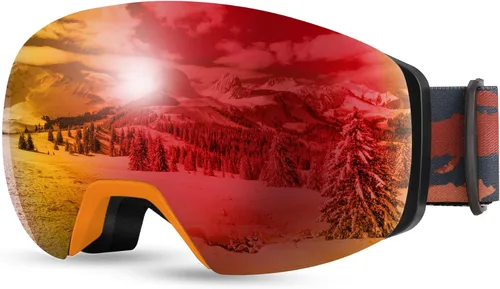 Vista 9 de FEISEDY Over-Glasses Ski/Snowboard Goggles for Men Women Youth B0020 Revoblue Vlt 16%