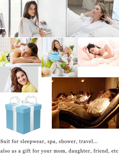 Vista 7 de Artfasion Batas de baño largas y suaves con capucha para mujer, ropa de dormir cálida para invierno, bata de regalo