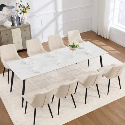 Vista 35 de Silla de Comedor, Sillas de Comedor Modernas con Cojines Gruesos, Sillas de Comedor y Cocina Tapizadas en Cuero Sintético con Patas Metálicas Marrón