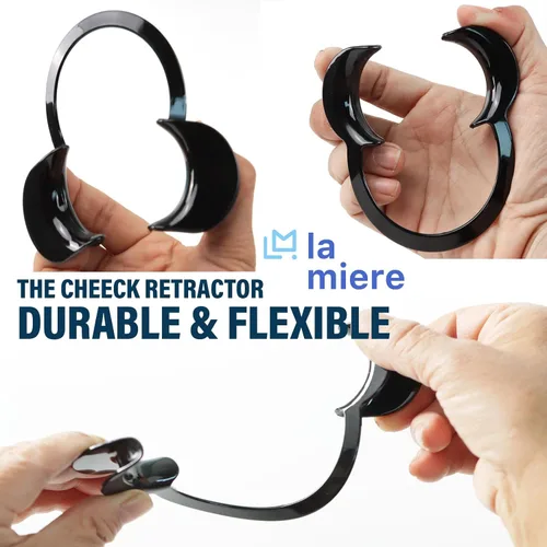 Vista 4 de LA MIERE Retractor dental de mejillas en forma de C, tamaño S, M, L, paquete de 3, negro