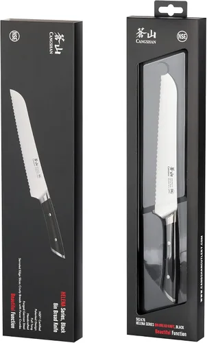 Vista 7 de Cangshan HELENA Series 502476 Cuchillo de pan forjado de acero alemán de 8 pulgadas (negro)
