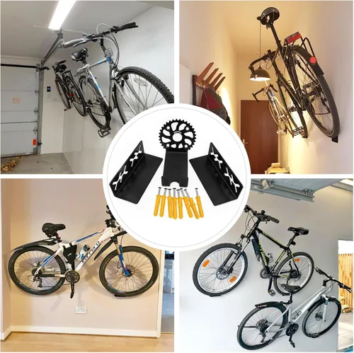 Vista 8 de MZYRH Soporte de pared resistente para bicicleta, acero inoxidable, 1 paquete, negro