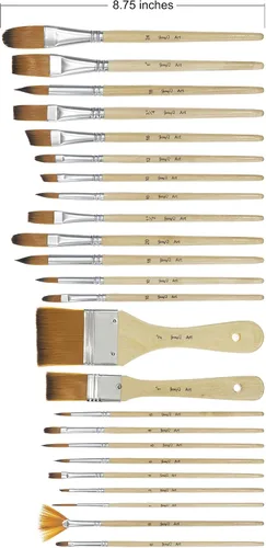 Vista 5 de Juego de 24 pinceles de pintura para artistas con bolsa de transporte gratis para acuarela, acrílico, óleo y todos los medios, adecuado para lienzo
