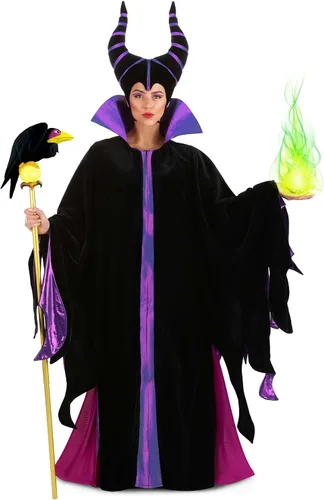 Vista 5 de Disney - Disfraz clásico de maléfica para adultos, Púrpura