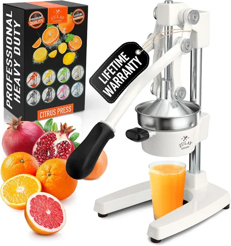 Vista 13 de Zulay Kitchen Puplerizer Exprimidor de hierro fundido 9 en 1, exprimidor manual de servicio pesado fácil de limpiar con accesorio prensatelas